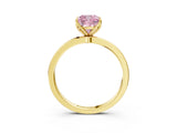 Yellow gold Fancy Pink Cushion Cut Diamond Solitaire Ring with Thin Band and Prong Setting_15