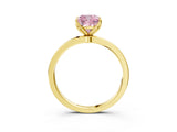 Yellow gold Fancy Pink Cushion Cut Diamond Solitaire Ring with Thin Band and Prong Setting_27