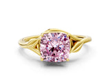 Yellow gold Fancy Pink Cushion Cut Diamond Solitaire Ring with Twist Band and Four-Prong Setting_57