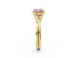 Yellow gold Fancy Pink Cushion Cut Diamond Solitaire Twist Band Prong Setting Ring_74