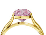 Yellow gold Fancy Pink Cushion Cut Diamond Solitaire Twist Band Prong Setting Ring_76