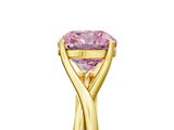 Yellow gold Fancy Pink Cushion Cut Diamond Solitaire Twist Band Prong Setting Ring_77