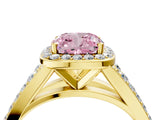 Yellow gold Fancy Pink Cushion Cut Diamond Split Shank Halo Ring with Four-Prong Setting_62