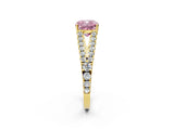 Yellow gold Fancy Pink Cushion Cut Diamond Split Shank Pavé Engagement Ring with Four-Prong Setting_82