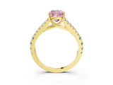 Yellow gold Fancy Pink Cushion Cut Diamond Split Shank Pavé Engagement Ring with Four-Prong Setting_83