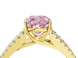 Yellow gold Fancy Pink Cushion Cut Diamond Split Shank Pavé Engagement Ring with Four-Prong Setting_84