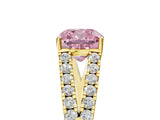 Yellow gold Fancy Pink Cushion Cut Diamond Split Shank Pavé Engagement Ring with Four-Prong Setting_85
