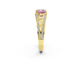 Yellow gold Fancy Pink Cushion Cut Diamond Split Shank Ring with Pavé Band and Four-Prong Setting_60