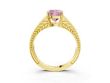 Yellow gold Fancy Pink Cushion Cut Diamond Split Shank Ring with Pavé Band and Four-Prong Setting_61
