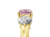 Yellow gold Fancy Pink Cushion Cut Diamond Three-Stone Ring with Prong Setting and Classic Band_127