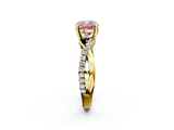 Yellow gold Fancy Pink Cushion  Cut Diamond Twist Band Solitaire with Prong Setting_27