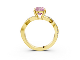 Yellow gold Fancy Pink Cushion  Cut Diamond Twist Band Solitaire with Prong Setting_28