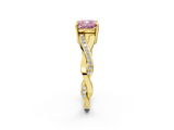 Yellow gold Fancy Pink Cushion  Cut Diamond Twisted Band Engagement Ring with Prong Setting_5