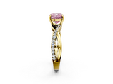 Yellow gold Fancy Pink Cushion  Cut Diamond Twisted Band with Pavé Setting and Four-Prong Setting_22