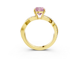 Yellow gold Fancy Pink Cushion  Cut Diamond Twisted Band with Pavé Setting and Four-Prong Setting_23