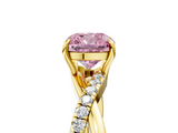 Yellow gold Fancy Pink Cushion  Cut Diamond Twisted Band with Pavé Setting and Four-Prong Setting_25