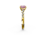 Yellow gold Fancy Pink Cushion  Cut Diamond Vine Band with Four-Prong Setting_58