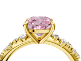 Yellow gold Fancy Pink Cushion  Cut Diamond Vine Band with Four-Prong Setting_60