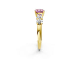 Yellow gold Fancy Pink Cushion  Cut Five-Stone Prong Set Diamond Ring with Classic Band_34
