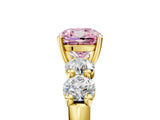 Yellow gold Fancy Pink Cushion  Cut Five-Stone Prong Set Diamond Ring with Classic Band_37