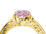 Yellow gold Fancy Pink Cushion  Cut Halo Diamond Ring with Channel Set Band and Four-Prong Setting_36