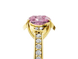 Yellow gold Fancy Pink Cushion  Cut Halo Diamond Ring with Channel Set Band and Four-Prong Setting_37