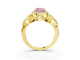 Yellow gold Fancy Pink Cushion Cut Halo Diamond Split Shank Engagement Ring with Four-Prong Setting_3