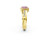 Yellow gold Fancy Pink Cushion  Cut Halo Pave Band Four-Prong Ring_51