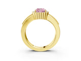 Yellow gold Fancy Pink Cushion  Cut Halo Pave Band Four-Prong Ring_52