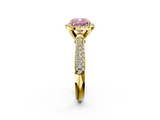 Yellow gold Fancy Pink Cushion  Cut Halo Pave Band Four-Prong Setting Ring_39