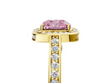 Yellow gold Fancy Pink Cushion  Cut Halo Pave Split Shank Prong Setting Ring_38