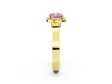 Yellow gold Fancy Pink Cushion Cut Halo Round Diamond Twist Band with Four-Prong Setting_2