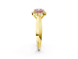 Yellow gold Fancy Pink Cushion  Cut Halo Solitaire Engagement Ring with Square Band and Four-Prong Setting_116