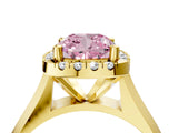 Yellow gold Fancy Pink Cushion  Cut Halo Solitaire Engagement Ring with Square Band and Four-Prong Setting_118