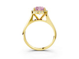 Yellow gold Fancy Pink Cushion  Cut Halo Solitaire Engagement Ring with Square Band and Four-Prong Setting_69