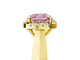 Yellow gold Fancy Pink Cushion  Cut Halo Solitaire Engagement Ring with Square Band and Four-Prong Setting_71