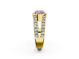 Yellow gold Fancy Pink Cushion  Cut Halo Split Shank Diamond Ring with Four-Prong Setting_47