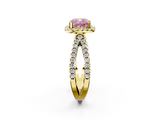 Yellow gold Fancy Pink Cushion  Cut Halo Split Shank Pave Set Ring_64
