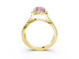 Yellow gold Fancy Pink Cushion  Cut Halo Split Shank Pave Set Ring_65