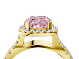 Yellow gold Fancy Pink Cushion  Cut Halo Split Shank Pave Set Ring_66