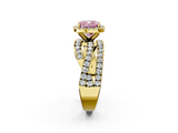 Yellow gold Fancy Pink Cushion  Cut Halo Split Shank Prong Setting Ring_62
