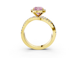Yellow gold Fancy Pink Cushion  Cut Halo Split Shank Prong Setting Ring_63