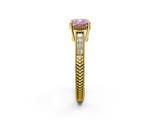 Yellow gold Fancy Pink Cushion  Cut Milgrain Channel Set Engagement Ring with Solitaire Prong Setting_63