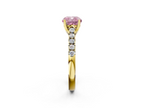 Yellow gold Fancy Pink Cushion  Cut Pavé Band Solitaire Ring with Four-Prong Setting_24