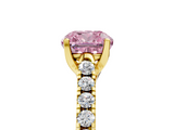 Yellow gold Fancy Pink Cushion  Cut Pavé Band Solitaire Ring with Four-Prong Setting_27