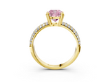 Yellow gold Fancy Pink Cushion  Cut Pave Diamond Engagement Ring with Channel Set Band and Four-Prong Setting_24