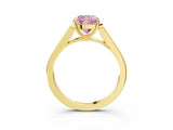 Yellow gold Fancy Pink Cushion Cut Solitaire Cathedral Diamond Engagement Ring with Channel-Set Band and Four-Prong Setting_6