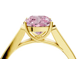 Yellow gold Fancy Pink Cushion Cut Solitaire Cathedral Diamond Engagement Ring with Channel-Set Band and Four-Prong Setting_7