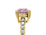 Yellow gold Fancy Pink Cushion Cut Solitaire Diamond Engagement Ring with Pavé Band and Six-Prong Setting_17