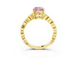 Yellow gold Fancy Pink Cushion Cut Solitaire Diamond Ring with Infinity Twist Band and Four-Prong Setting_15